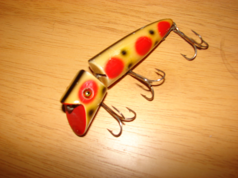 Pair of Vintage Heddon Vamps Red/White and Yellow Scale